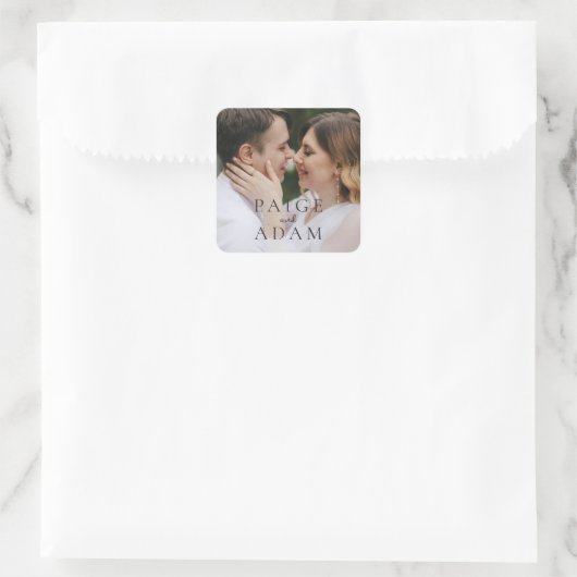 Modern Photo Editorial Wedding Vierkante Sticker (Tas)