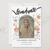 Modern Photo Floral Afstuderen Announcement Party Kaart (Voorkant)