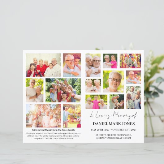 Modern Photo Funeral Programme for Men (Staand voorkant)