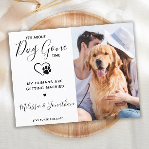 Modern Photo Funny Pet Wedding Dog Verloving Aankondigingskaart