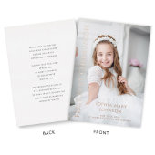 Modern Photo Girl First Heilige Commune Roos Gold Folie Uitnodiging