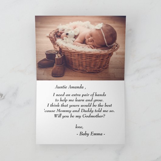 Modern Photo Godmoeder-voorstel Kaart (Binnen)