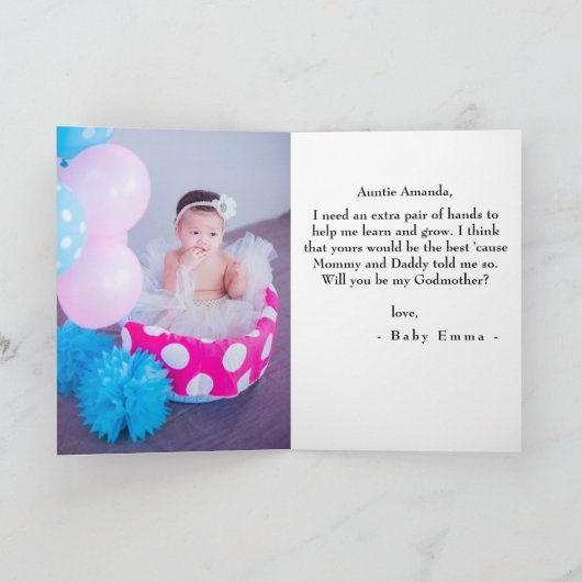 Modern Photo Godmoeder-voorstel Kaart (Binnen)