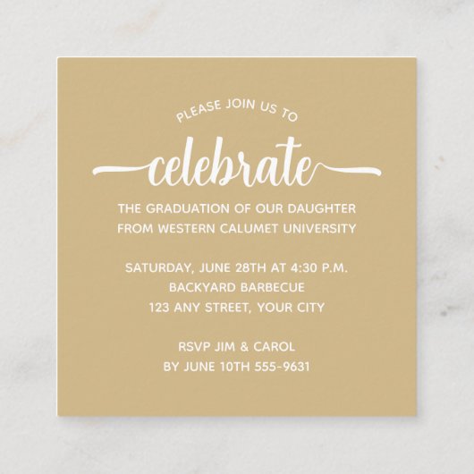 Modern Photo Gold-Afstuderen Informatiekaartje (Achterkant)