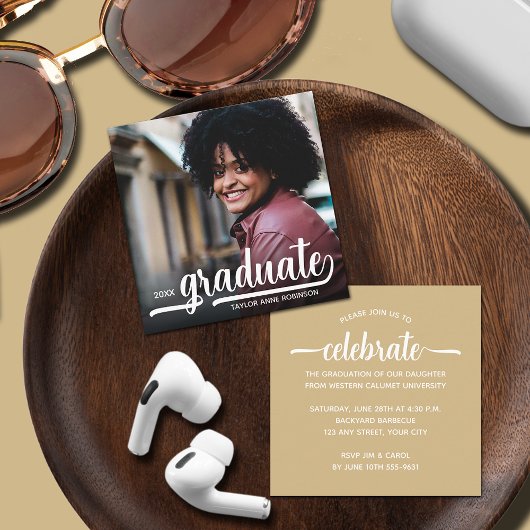 Modern Photo Gold-Afstuderen Informatiekaartje