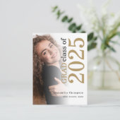 Modern Photo Gold Black 2023 Afstuderen Aankondigingskaart (Staand voorkant)