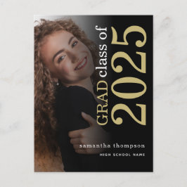 Modern Photo Gold Black 2023 Afstuderen Aankondigingskaart