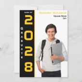 Modern Photo Gold Black Afstuderen aangekondigd Kaart (Voorkant)