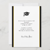 Modern Photo Gold Black Graduation Announcement Kaart (Achterkant)