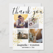 Modern Photo Gold Foil Wedding Bedankkaart (Voorkant)