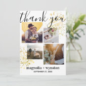 Modern Photo Gold Foil Wedding Bedankkaart (Staand voorkant)