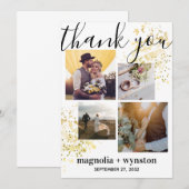Modern Photo Gold Foil Wedding Bedankkaart (Voorkant / Achterkant)