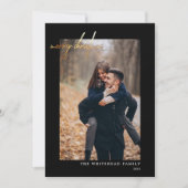 Modern Photo Gold Merry Black Feestdagenkaart (Voorkant)