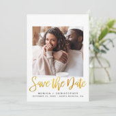 Modern Photo Gold Script Save The Date (Staand voorkant)