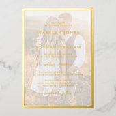 Modern Photo Gold Wedding Folie Uitnodiging (Voorkant)
