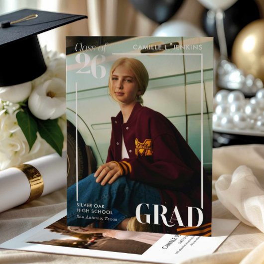 Modern Photo Graduation Announcement Kaart