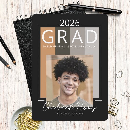 Modern Photo Graduation Colour Block Class of 2026 Kaart