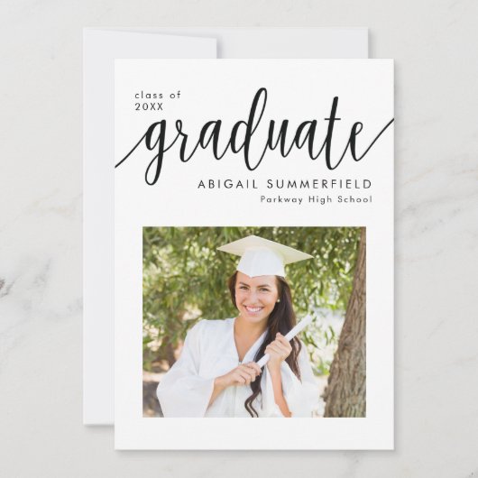 Modern Photo Graduation Open House Invitation Bedankkaart (Voorkant)