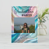 Modern Photo Graduation Party Invitation Kaart (Staand voorkant)