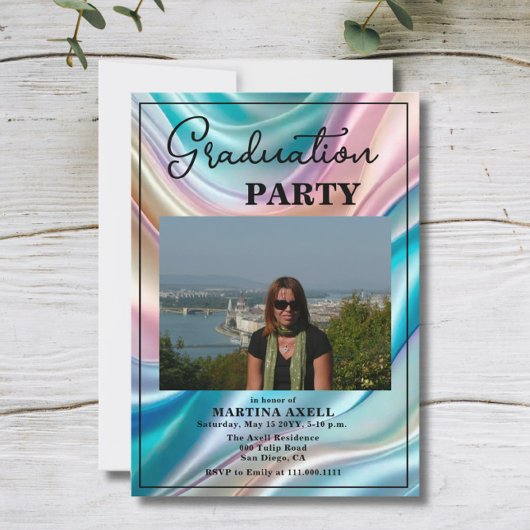Modern Photo Graduation Party Invitation Kaart
