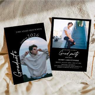 Modern Photo Graduation Party Invitation Kaart