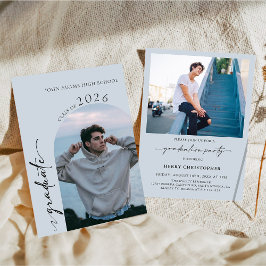 Modern Photo Graduation Party Invitation Kaart