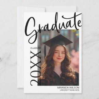 Modern Photo Graduation Party Invite Announcement Kaart