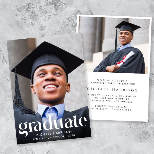 Modern Photo Graduation Party Kaart
