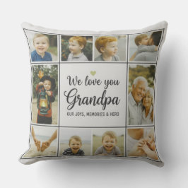 Modern Photo Grandpa Script Heart Throw Pillow Kussen