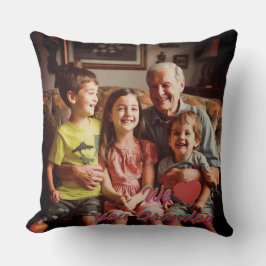 Modern Photo Grandpa Script Heart Throw Pillow Kussen