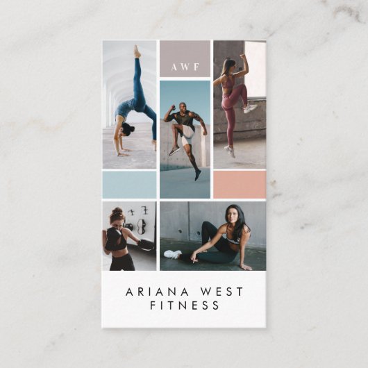 Modern Photo Grid Personal Trainer Fitness Coach Visitekaartje (Voorkant)