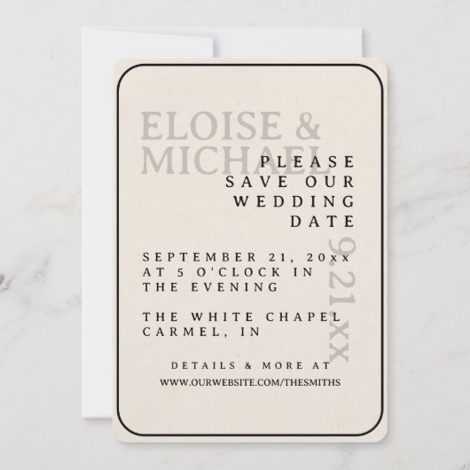 Modern Photo Grid with Bold Serif Save the Date Kaart (Achterkant)