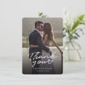 Modern Photo Hand-Lettered Wedding Bedankkaart (Staand voorkant)