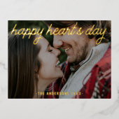 Modern Photo Happy Heart Day Script Folie Feestdagen Briefkaart (Voorkant)