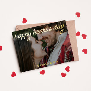 Modern Photo Happy Heart Day Script Folie Feestdagen Briefkaart