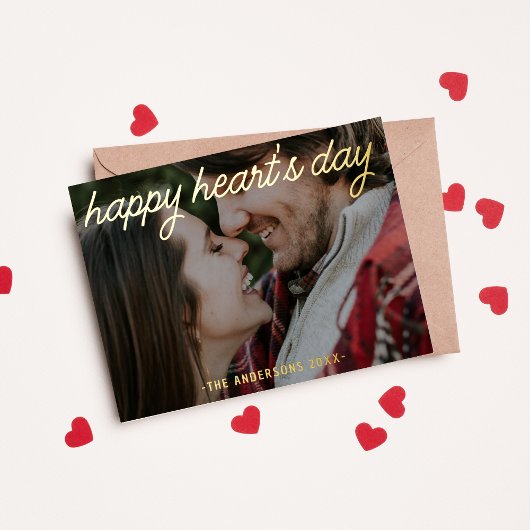 Modern Photo Happy Heart Day Script Folie Feestdagen Briefkaart