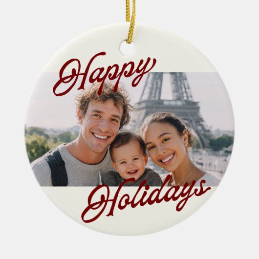 Modern Photo Happy Holidays Family Keepsake Keramisch Ornament (Voorkant)