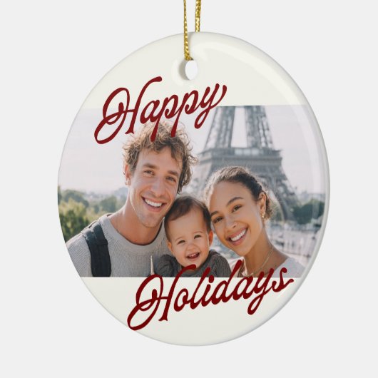 Modern Photo Happy Holidays Family Keepsake Keramisch Ornament (Links)