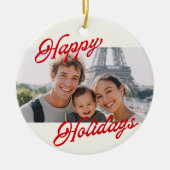 Modern Photo Happy Holidays Family Keepsake Keramisch Ornament (Voorkant)