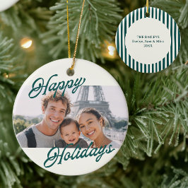 Modern Photo Happy Holidays Family Keepsake Keramisch Ornament