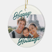 Modern Photo Happy Holidays Family Keepsake Keramisch Ornament (Links)