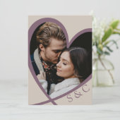 Modern Photo Heart Champagne & Dusty Roos Wedding Kaart (Staand voorkant)