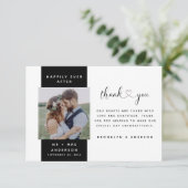 Modern Photo Heart Script Wedding Bedankkaart (Staand voorkant)