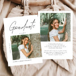 Modern Photo High School Graduation Announcement Aankondiging<br><div class="desc">Celebrate this unforgettable milestone with a Modern Photo High School Graduation Announcement designed to showcase your graduate’s proud achievement. Featuring a clean minimalist layout and stylish modern typography, this announcement highlights a favorite senior photo while sharing graduation details with family and friends. Perfect for announcing a high school graduation, senior...</div>