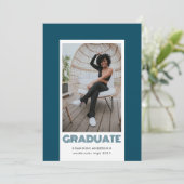 Modern Photo Lijst Blauwgroen Blauw Afstuderen Aankondiging (Staand voorkant)