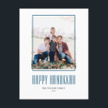 Modern Photo Lijst Happy Hanukkah Feestdagenkaart<br><div class="desc">Happy Hanukkah! Verstuur Hanukkah naar familie en vrienden met dit aanpasbare moderne Hanukkah-briefkaart. Het kenmerkt moderne typografie en een eenvoudig foto-lijst. Personaliseer door namen en een foto toe te voegen. Dit eenvoudige Happy Hanukkah-briefkaart is beschikbaar op andere kartonnen dozen.</div>
