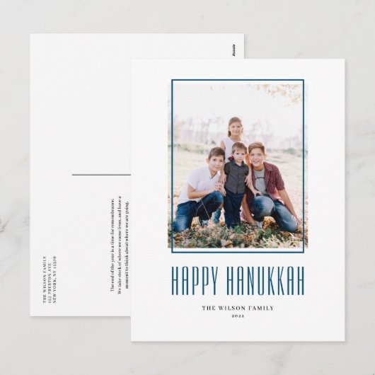 Modern Photo Lijst Happy Hanukkah Feestdagenkaart (Voorkant / Achterkant)