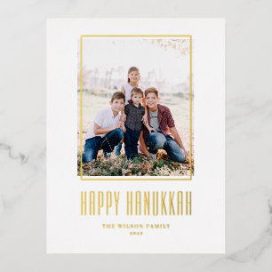 Modern Photo Lijst Happy Hanukkah Folie Feestdagen Briefkaart