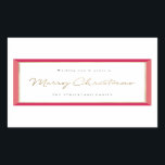 Modern Photo Lijst Merry Christmas Label<br><div class="desc">Een eenvoudige rode rand met een klassieke "Merry Christmas" groet in faux gouden script.</div>