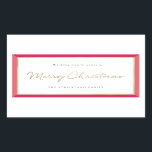 Modern Photo Lijst Merry Christmas Label<br><div class="desc">Een eenvoudige rode rand met een klassieke "Merry Christmas" groet in faux gouden script.</div>